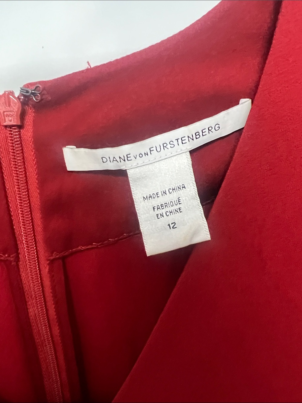 Diane Von Furstenberg Crimson Red Long Sleeve Ruffle Cuff Dress - Picture 2 of 6